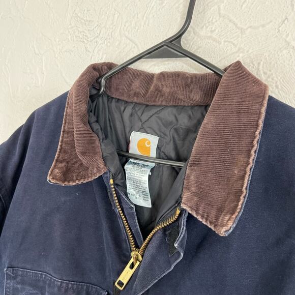 Vintage Carhartt Chore Jacket Navy Blue Mens Size XXL C26 MDT Distressed Rare - Picture 7 of 11